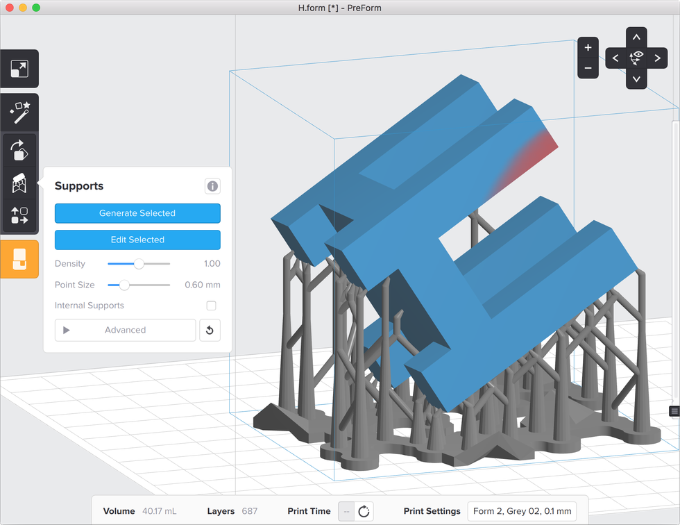 formlabs form2 preform切片軟體教學 進階支撐設定 不生成內部支撐結構 formlabs form2 preform切片軟體教學 進階支撐設定 不生成內部支撐結構